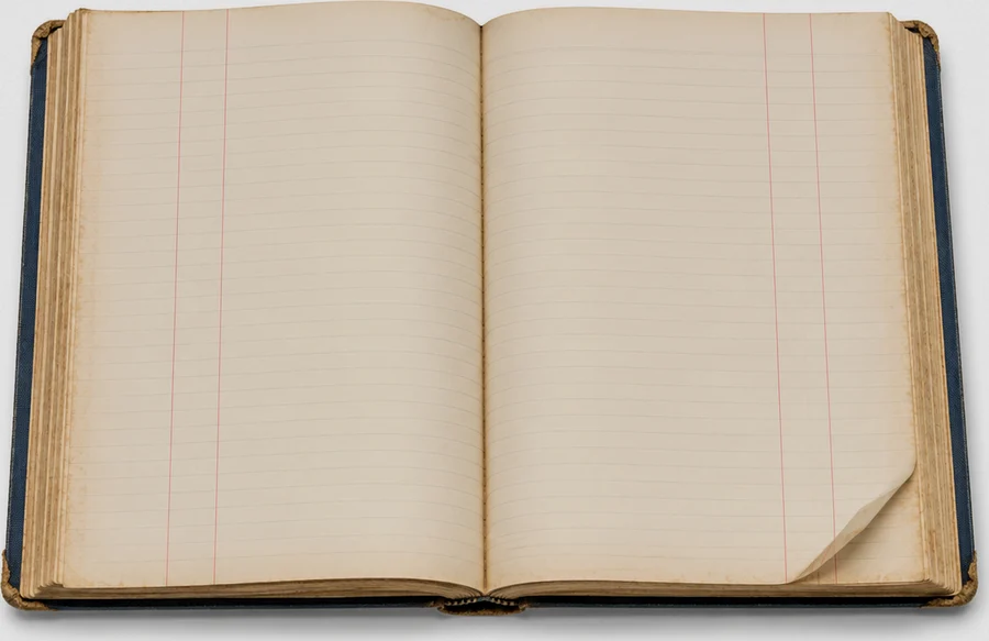 Aufgeschlagenes Kontenbuch mit leeren Spalten